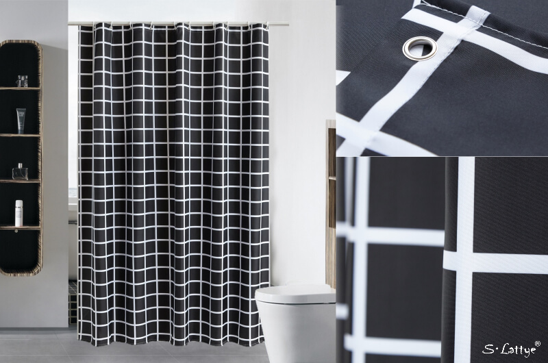 black grid shower curtains