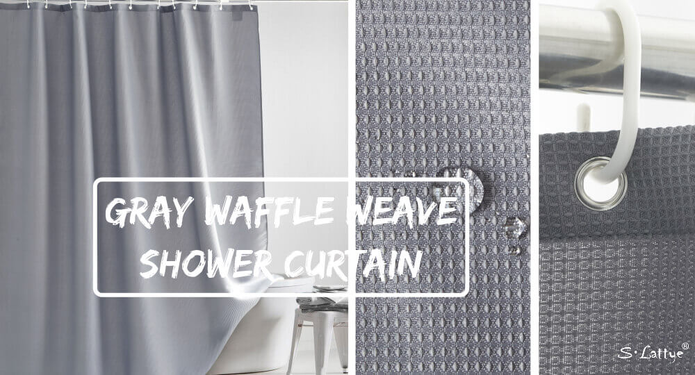 gray waffle weave shower curtain
